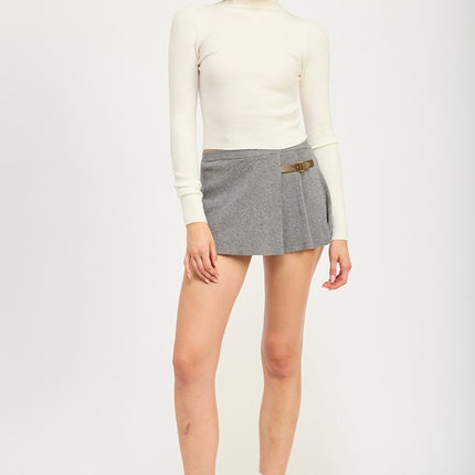 Chic Ribbed Turtle Neck Long Sleeve Sim Fit Fashion Crop Top