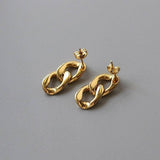Chic Stylish Chain Design 18K Gold Sterling Silver Dangle Drop Earrings