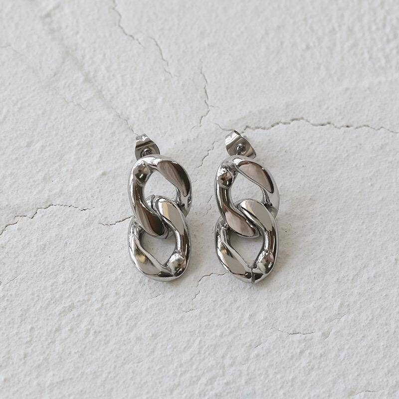 Chic Stylish Chain Design 18K Gold Sterling Silver Dangle Drop Earrings