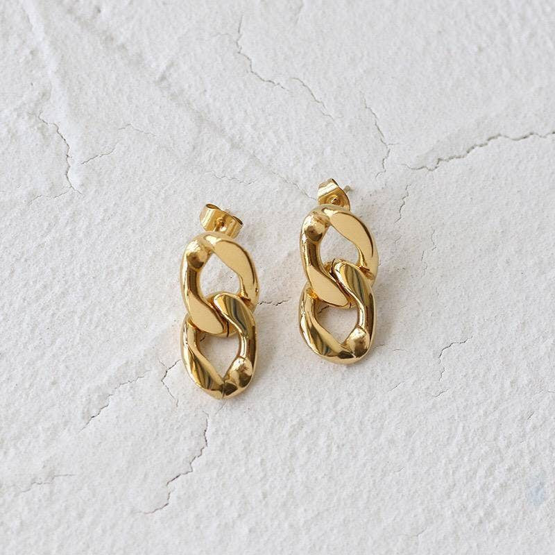 Chic Stylish Chain Design 18K Gold Sterling Silver Dangle Drop Earrings