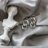Chic Stylish Chain Design 18K Gold Sterling Silver Dangle Drop Earrings