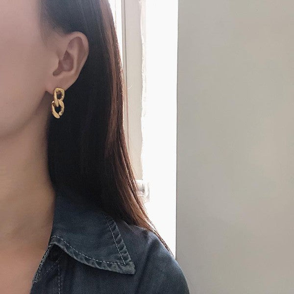 Chic Stylish Chain Design 18K Gold Sterling Silver Dangle Drop Earrings