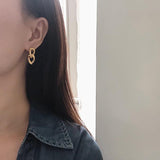 Chic Stylish Chain Design 18K Gold Sterling Silver Dangle Drop Earrings