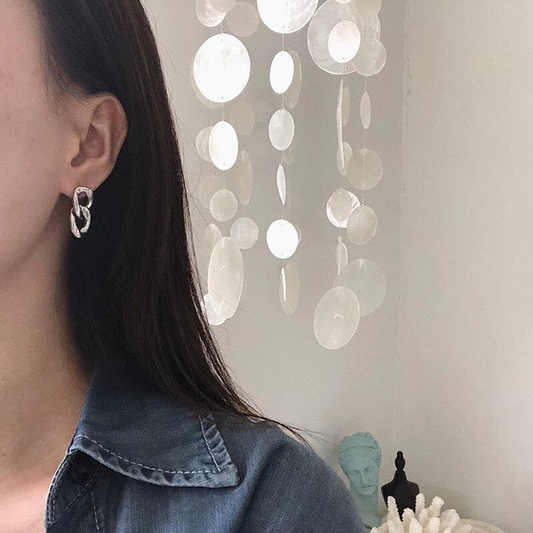 Chic Stylish Chain Design 18K Gold Sterling Silver Dangle Drop Earrings