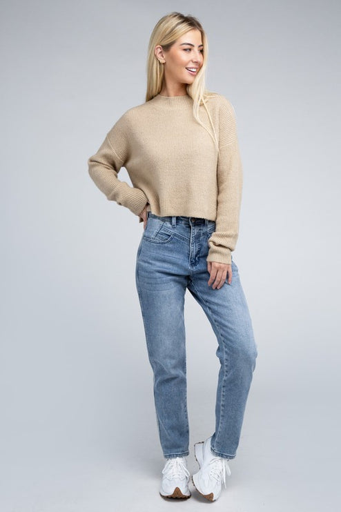 Cozy Mock Neck Long Sleeve Pullover Sweater