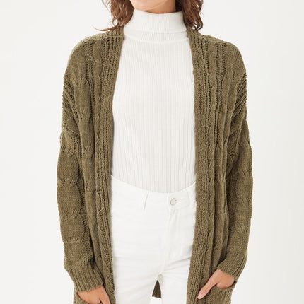 Cozy Warm Cable Knit Chenille Oversized Open Front Sweater Cardigan