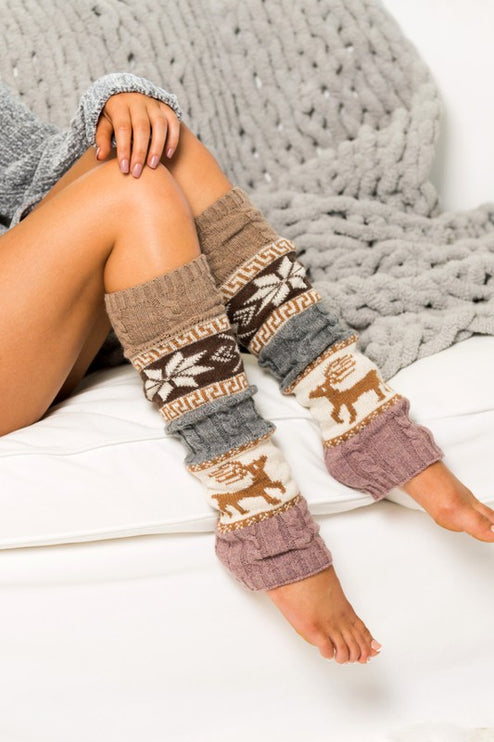 Cozy Warm Winter Nordic Snowflake Fashion Leg Warmers - Accessoriesforever