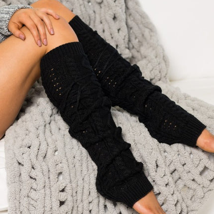 Cozy Warm Cable Knit Long Tie Fashion Leg Warmers