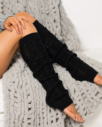 Cozy Warm Cable Knit Long Tie Fashion Leg Warmers