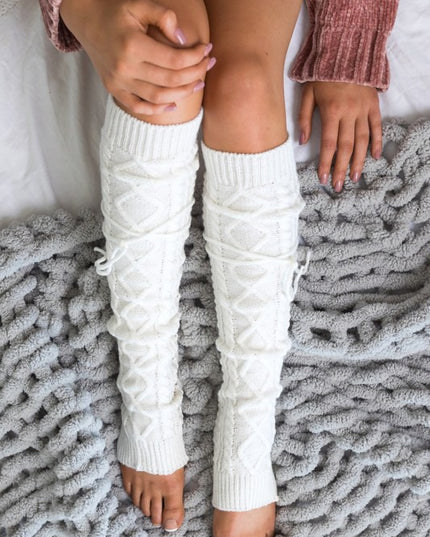 Cozy Warm Cable Knit Long Tie Fashion Leg Warmers
