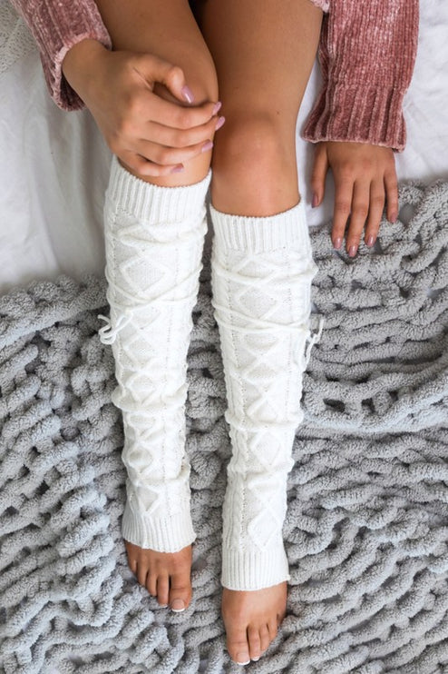 Cozy Warm Cable Knit Long Tie Fashion Leg Warmers - Accessoriesforever
