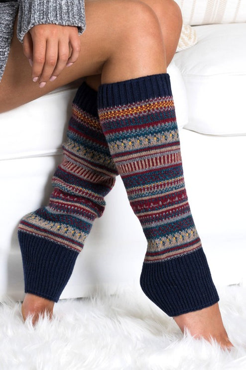 Cozy Warm Fair Isle Pattern Knit Fashion Leg Warmers