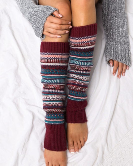 Cozy Warm Fair Isle Pattern Knit Fashion Leg Warmers
