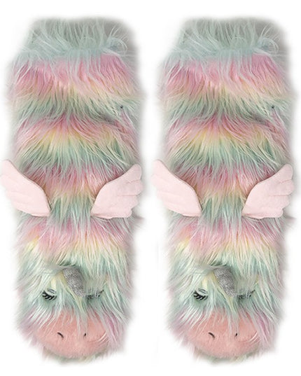 Funky Unicom Cozy Warm Women's Plush Animal Slipper Socks