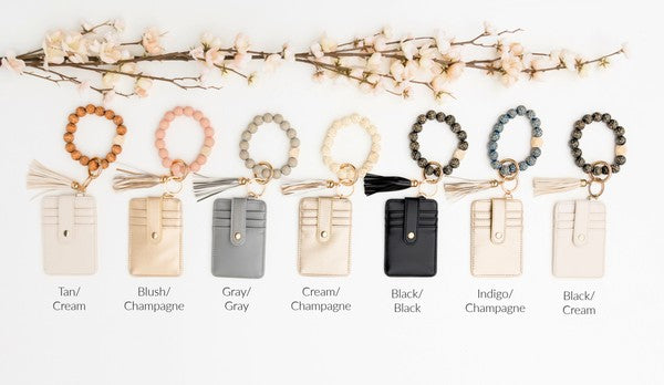 Leopard Beaded Key Ring Wallet Bracelet - Accessoriesforever