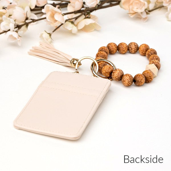 Leopard Beaded Key Ring Wallet Bracelet - Accessoriesforever