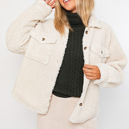 Classic Warm Simple Versatile Soft Teddy Jacket Shacket