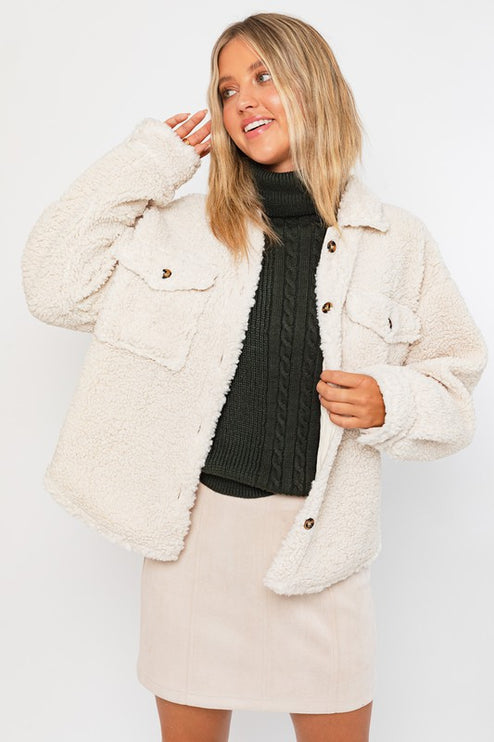 Classic Warm Simple Versatile Soft Teddy Jacket Shacket