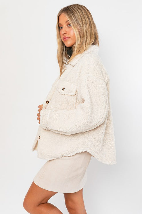 Classic Warm Simple Versatile Soft Teddy Jacket Shacket