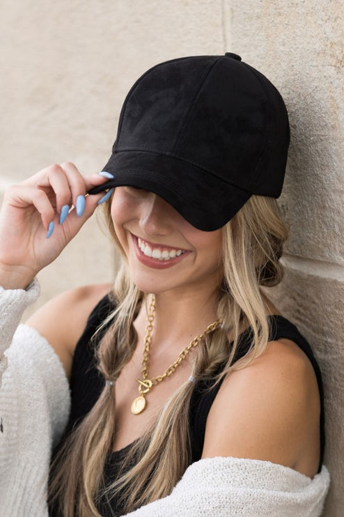 Classic Soft Vegan Suede Casual Fashion Boyfriend Ball Baseball Cap Hat - Accessoriesforever