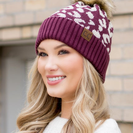 Leopard Fur Pom Beanie - Accessoriesforever