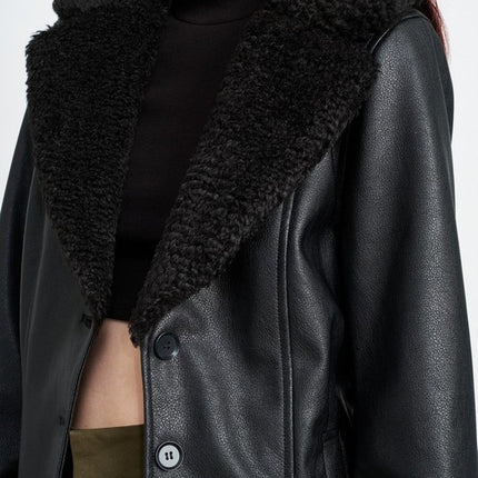 Chic Fashion Stylish Belted Faux Shearing Trimmed Outwear Fashion Jacket - Accessoriesforever