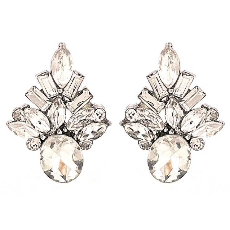 Bridal Wedding Jewelry Sparkling Crystal Rhinestone Pave Stud Earrings