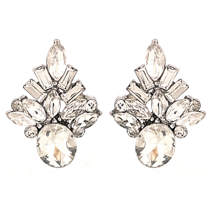 Bridal Wedding Jewelry Sparkling Crystal Rhinestone Pave Stud Earrings - Accessoriesforever
