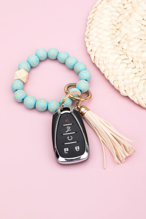 Leopard Beaded Key Ring