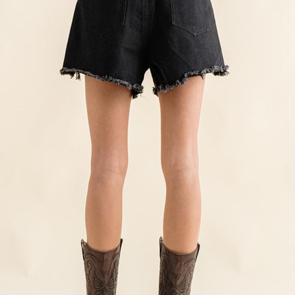 Stylish Chic Frayed Rhinestone Distressed Denim Jeans Bottom Shorts - Accessoriesforever