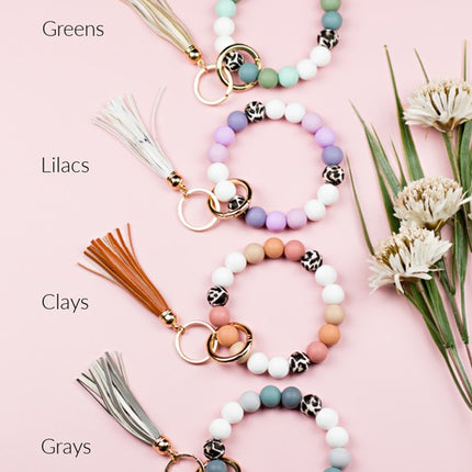 Silicone Monochromatic Key Ring Bracelet