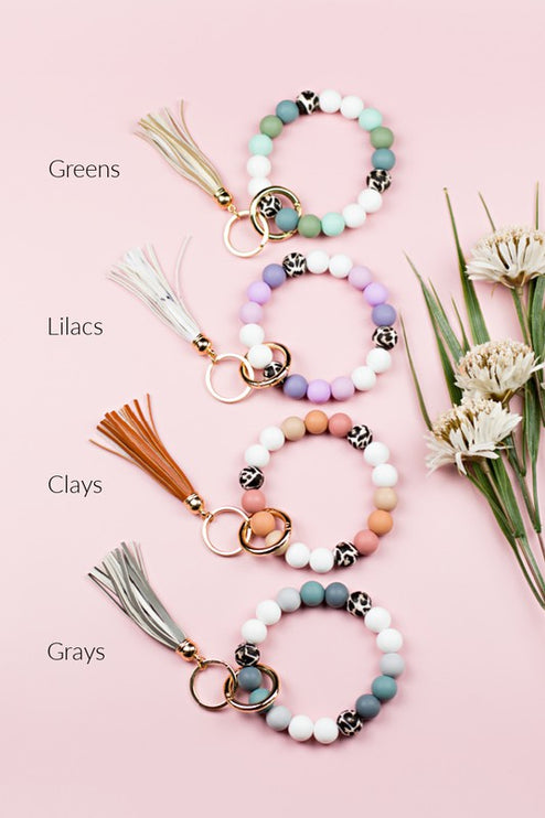Silicone Monochromatic Key Ring Bracelet - Accessoriesforever