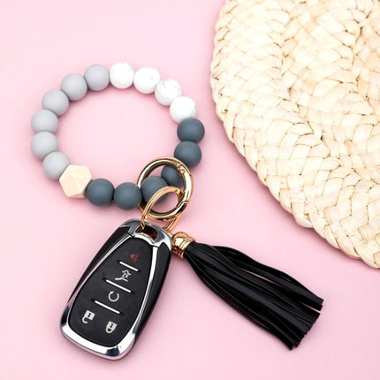 Silicone Color Block Key Ring Bracelet