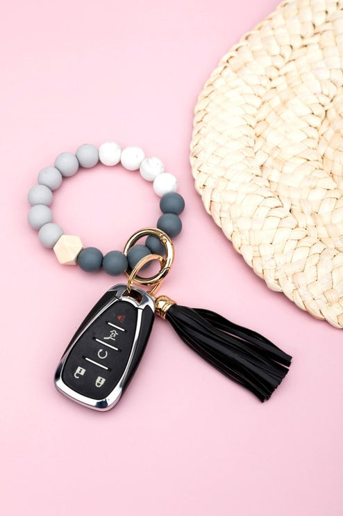 Silicone Color Block Key Ring Bracelet - Accessoriesforever