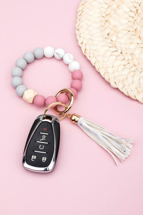 Silicone Color Block Key Ring Bracelet - Accessoriesforever