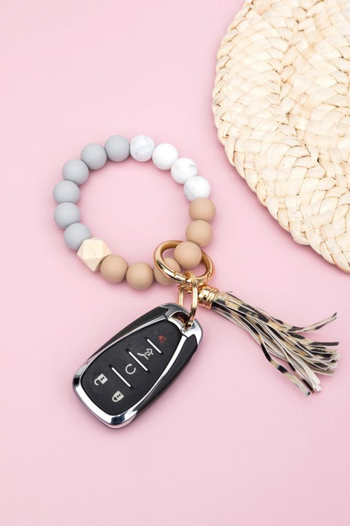 Silicone Color Block Key Ring Bracelet - Accessoriesforever
