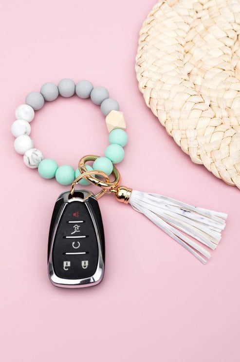 Silicone Color Block Key Ring Bracelet - Accessoriesforever