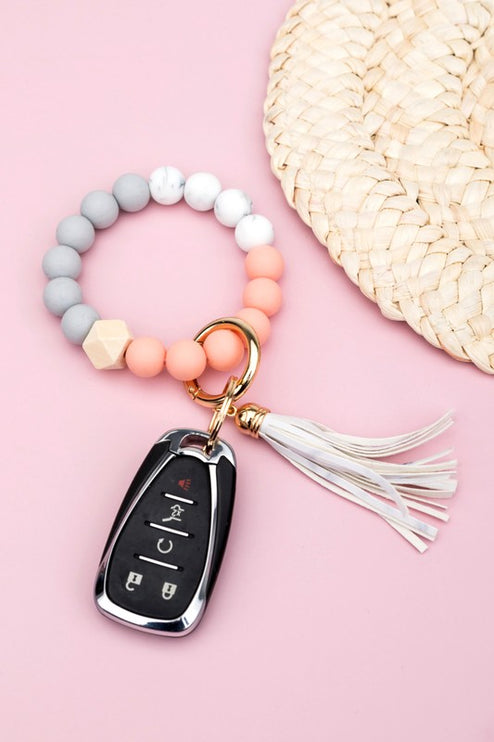 Silicone Color Block Key Ring Bracelet - Accessoriesforever