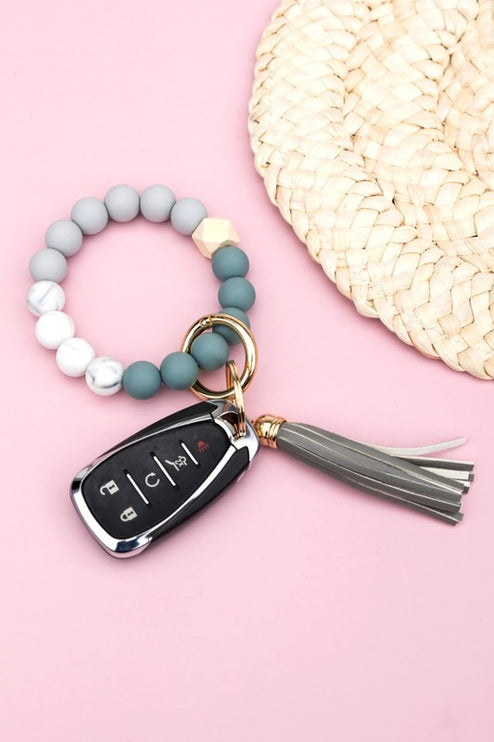 Silicone Color Block Key Ring Bracelet - Accessoriesforever