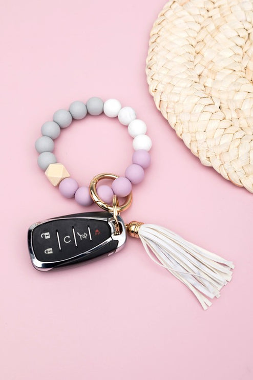 Silicone Color Block Key Ring Bracelet - Accessoriesforever