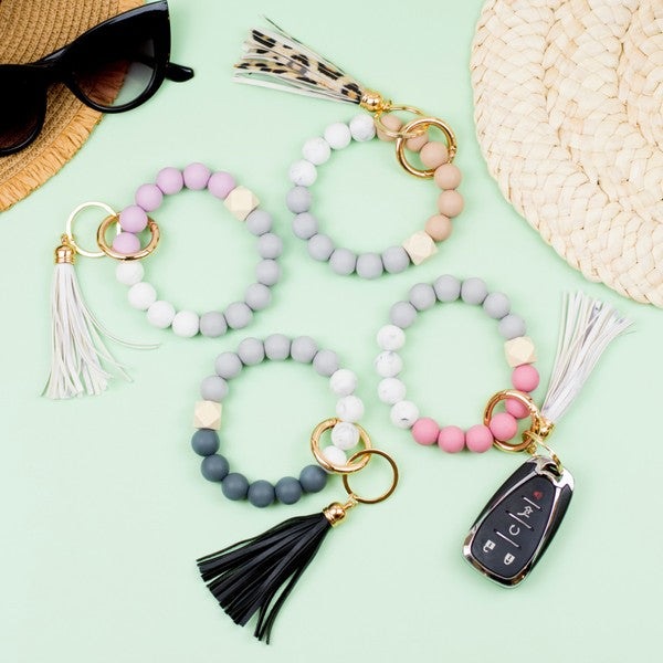 Silicone Color Block Key Ring Bracelet - Accessoriesforever