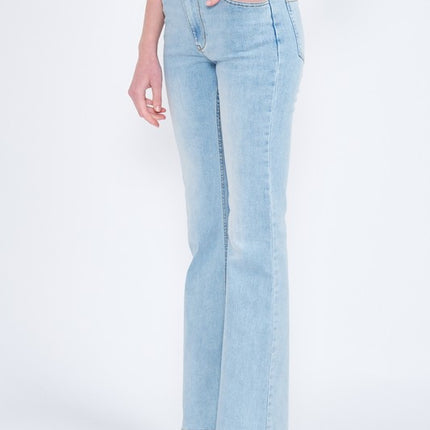 Stylish Light Wash Slim Fit High Waisted Class Denim Pants Jeans - Accessoriesforever
