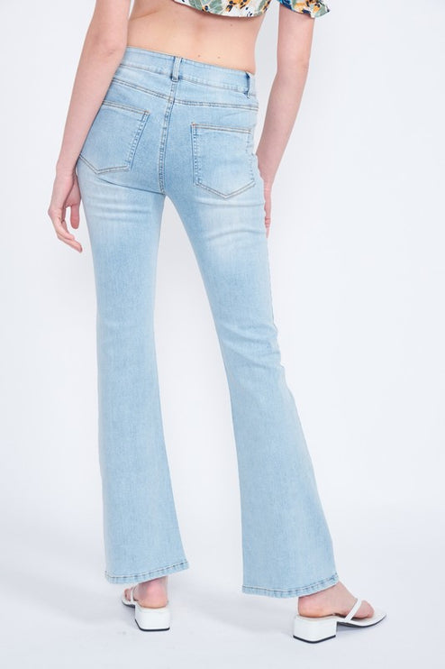 Stylish Light Wash Slim Fit High Waisted Class Denim Pants Jeans