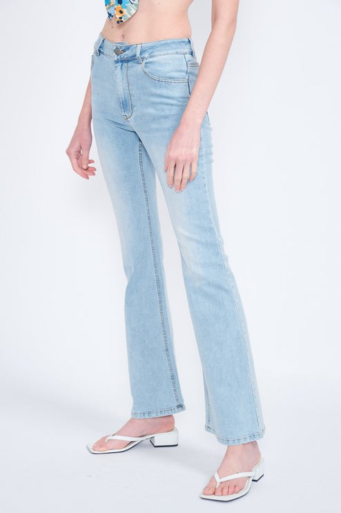 Stylish Light Wash Slim Fit High Waisted Class Denim Pants Jeans