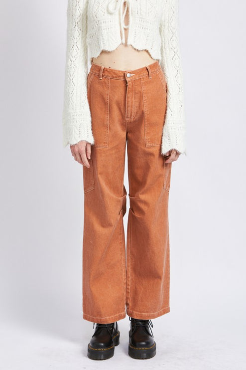 Classic Stylish Casual High Rise Wide-Leg Cargo Pants Denim Jeans - Accessoriesforever