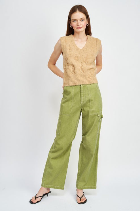 Classic Stylish Casual High Rise Wide-Leg Cargo Pants Denim Jeans - Accessoriesforever