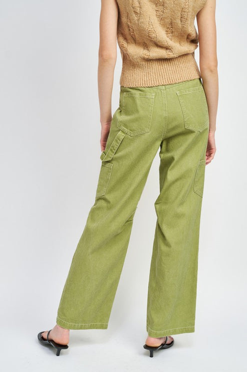 Classic Stylish Casual High Rise Wide-Leg Cargo Pants Denim Jeans