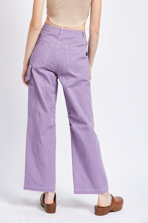 Classic Stylish Casual High Rise Wide-Leg Cargo Pants Denim Jeans