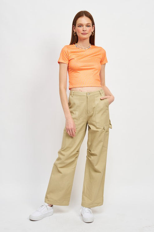 Classic Stylish Casual High Rise Wide-Leg Cargo Pants Denim Jeans