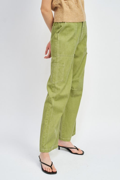 Classic Stylish Casual High Rise Wide-Leg Cargo Pants Denim Jeans